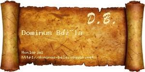 Dominus Béla névjegykártya