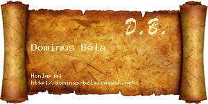 Dominus Béla névjegykártya